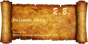 Reisman Béla névjegykártya